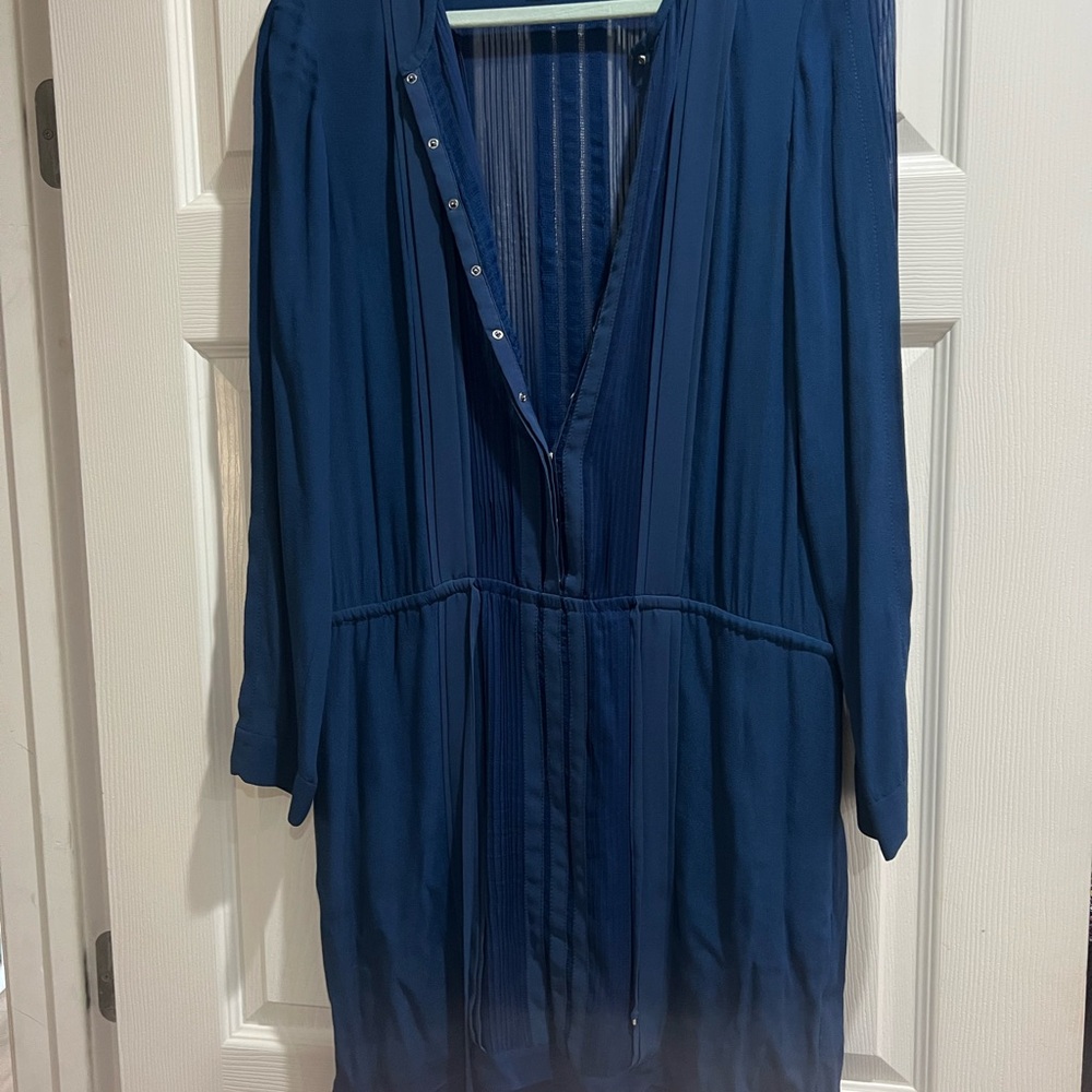 Elegant Blue Long-Sleeve Dress